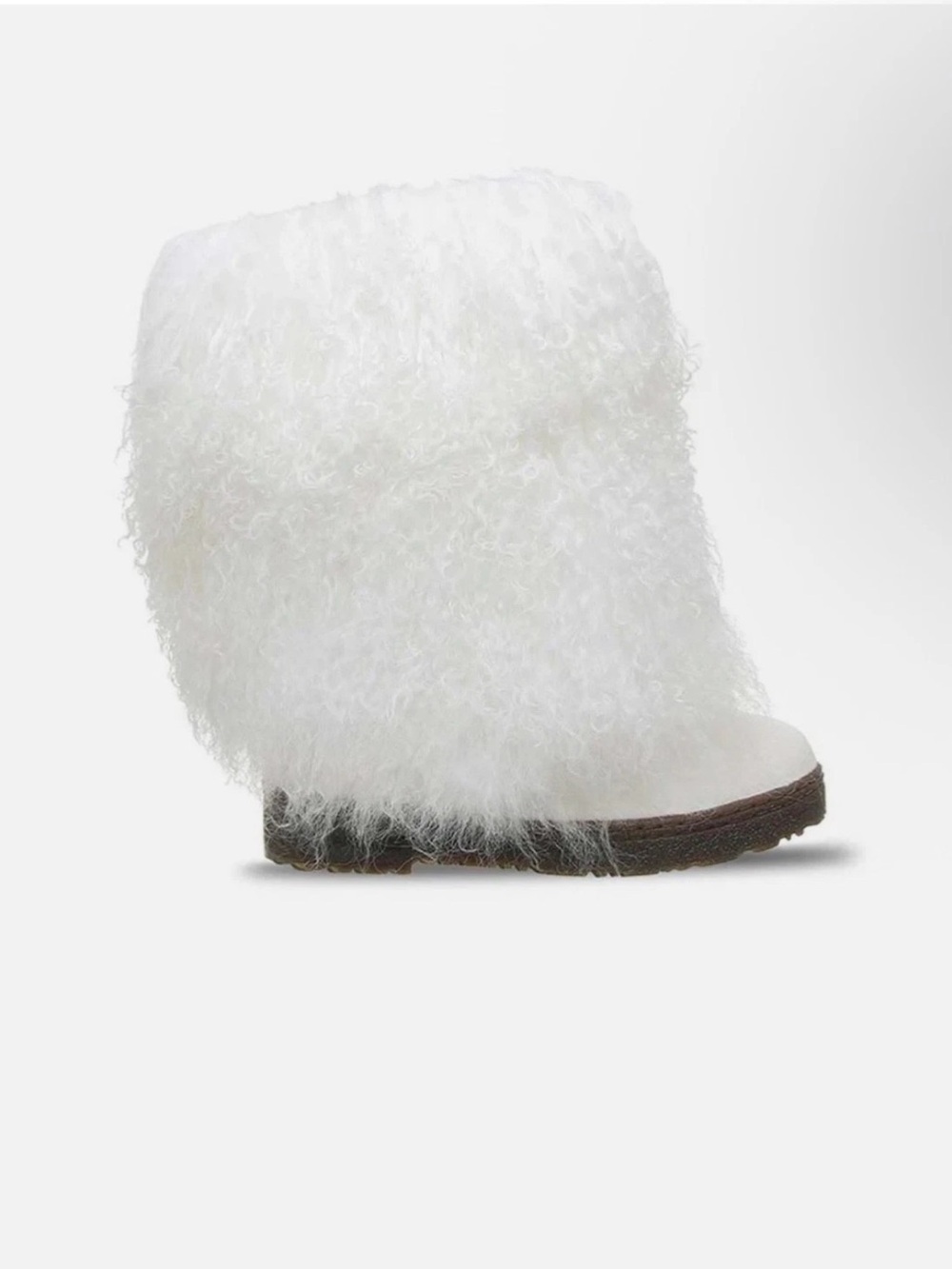 BEARPAW Women’s White Mongolian Lamb Fur Winter Boots Sheepskin